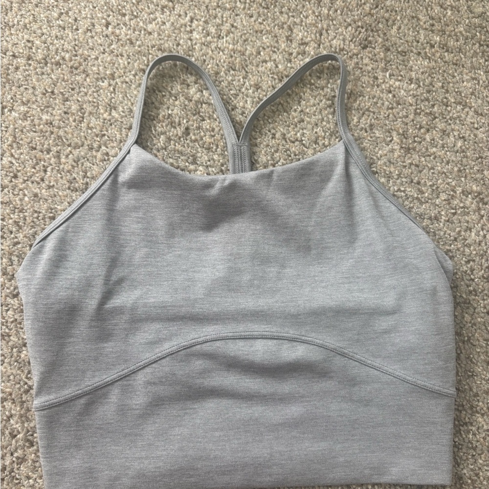 Gray Racerback Sports Bra with Scoop Neck